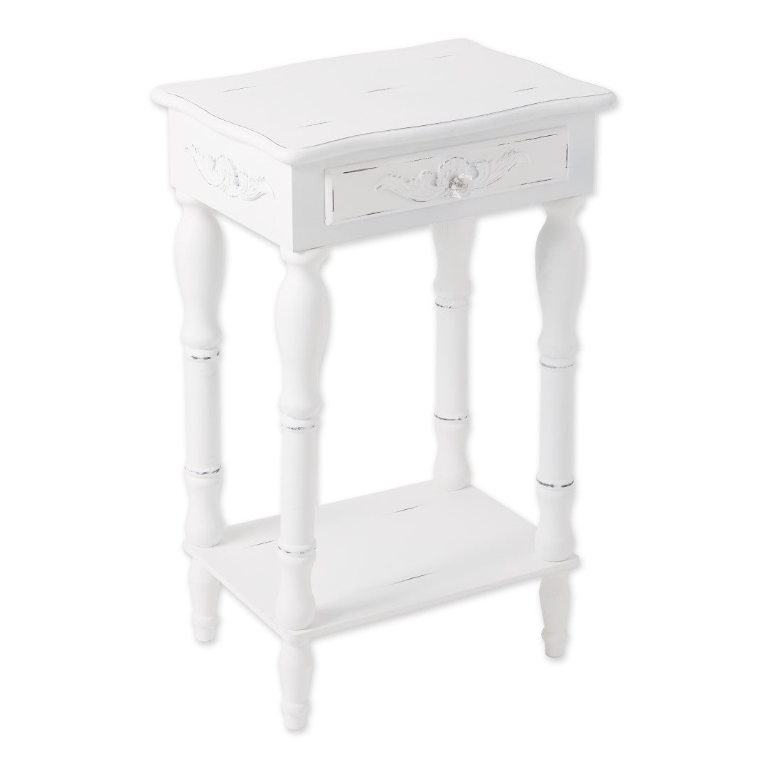 Carved White Side Table 