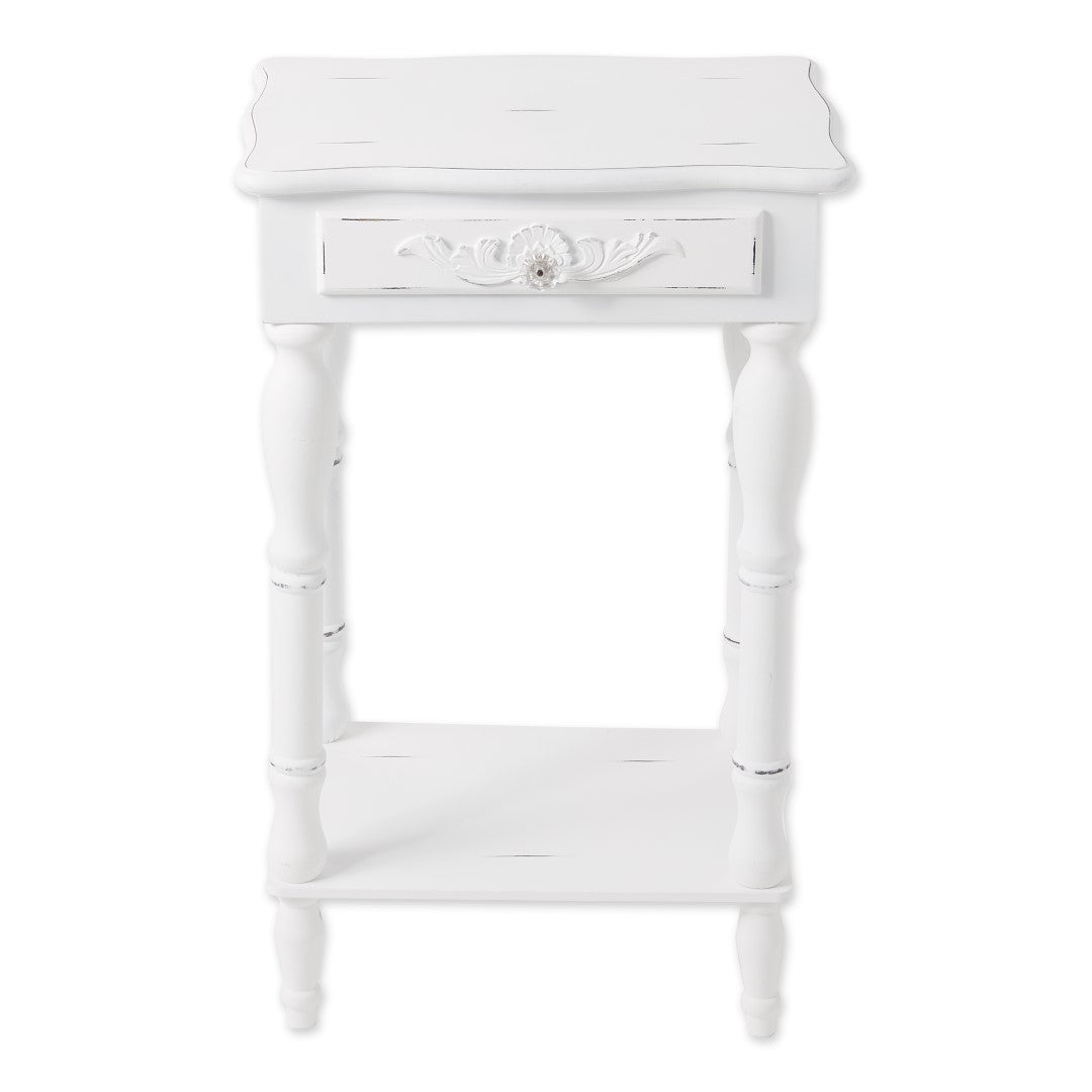 Carved White Side Table 