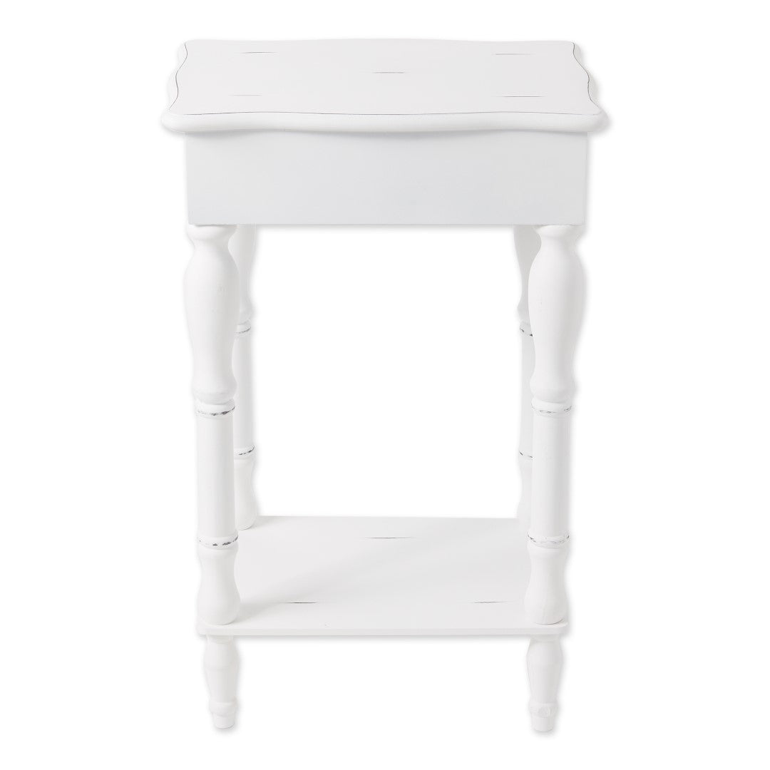 Carved White Side Table 