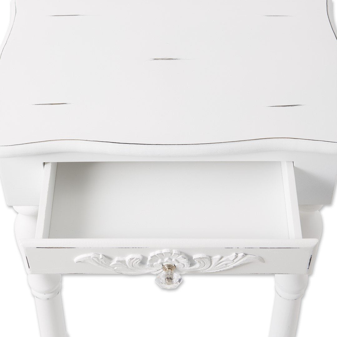 Carved White Side Table 