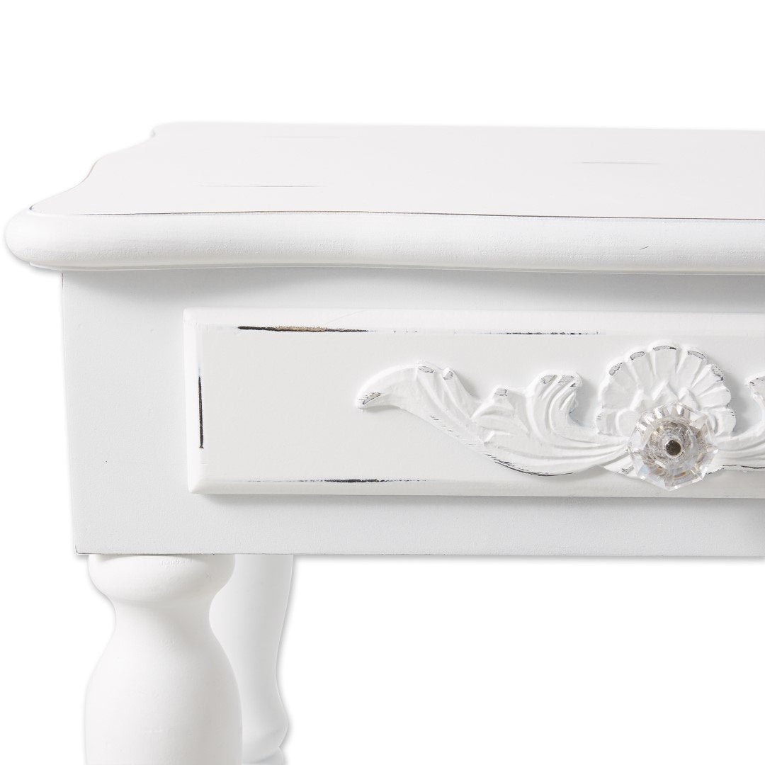 Carved White Side Table 