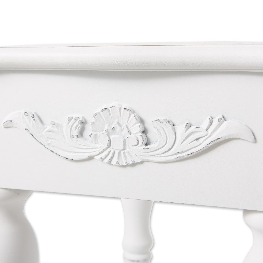 Carved White Side Table 