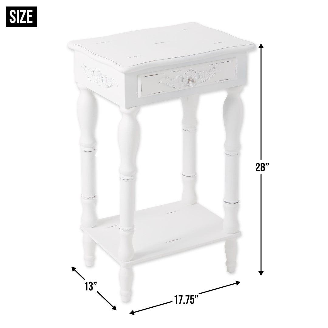 Carved White Side Table 