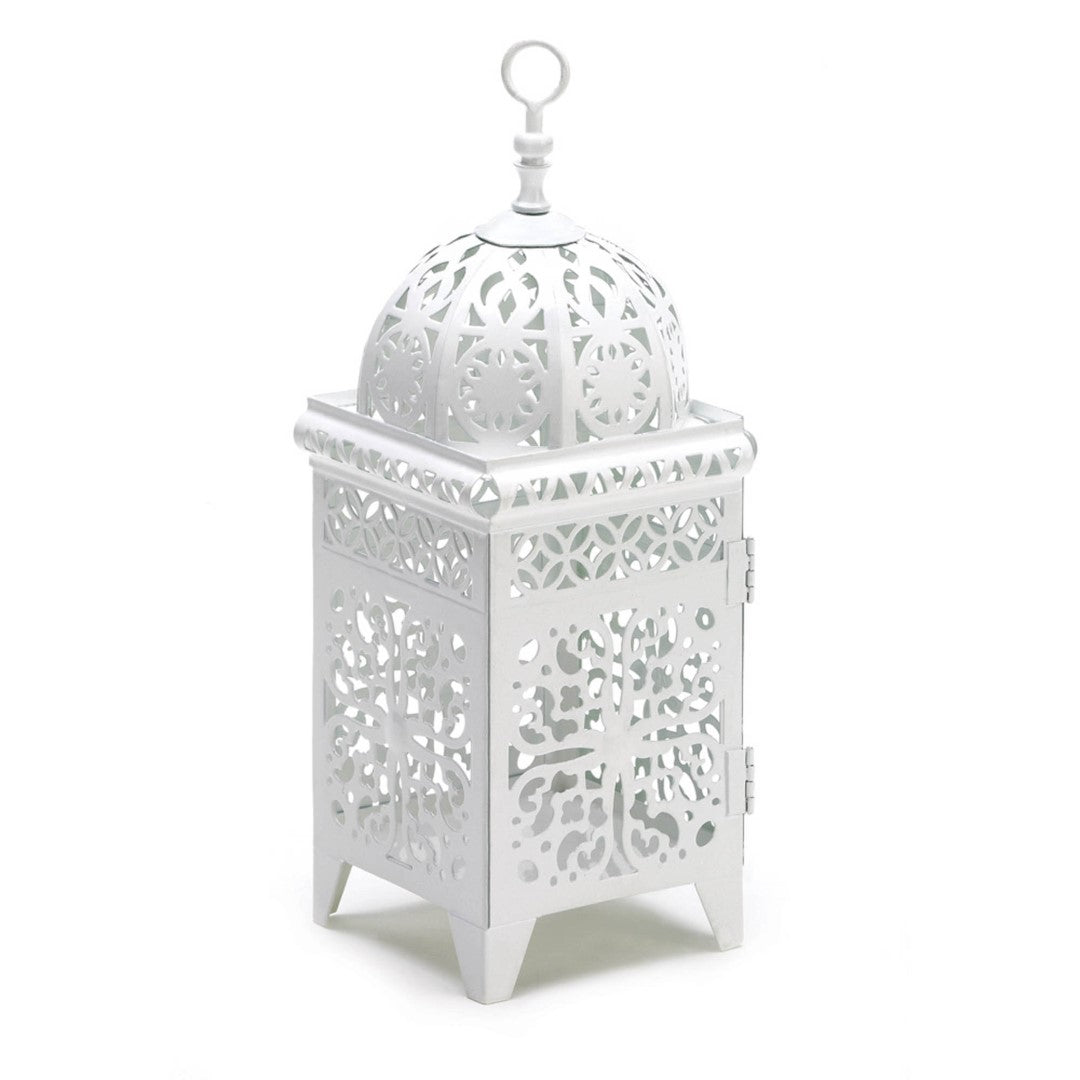 White Scrollwork Candle Lantern 