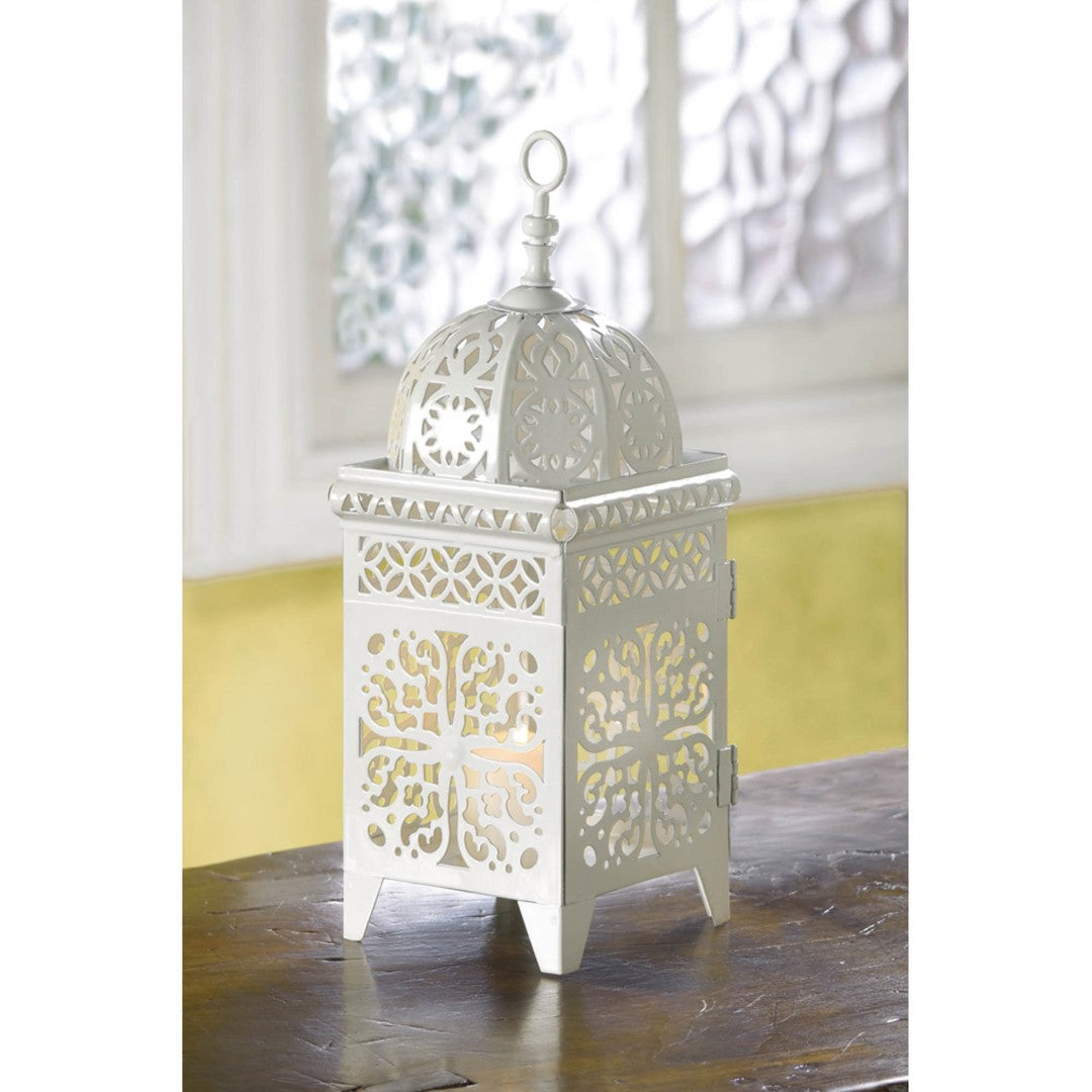 White Scrollwork Candle Lantern 