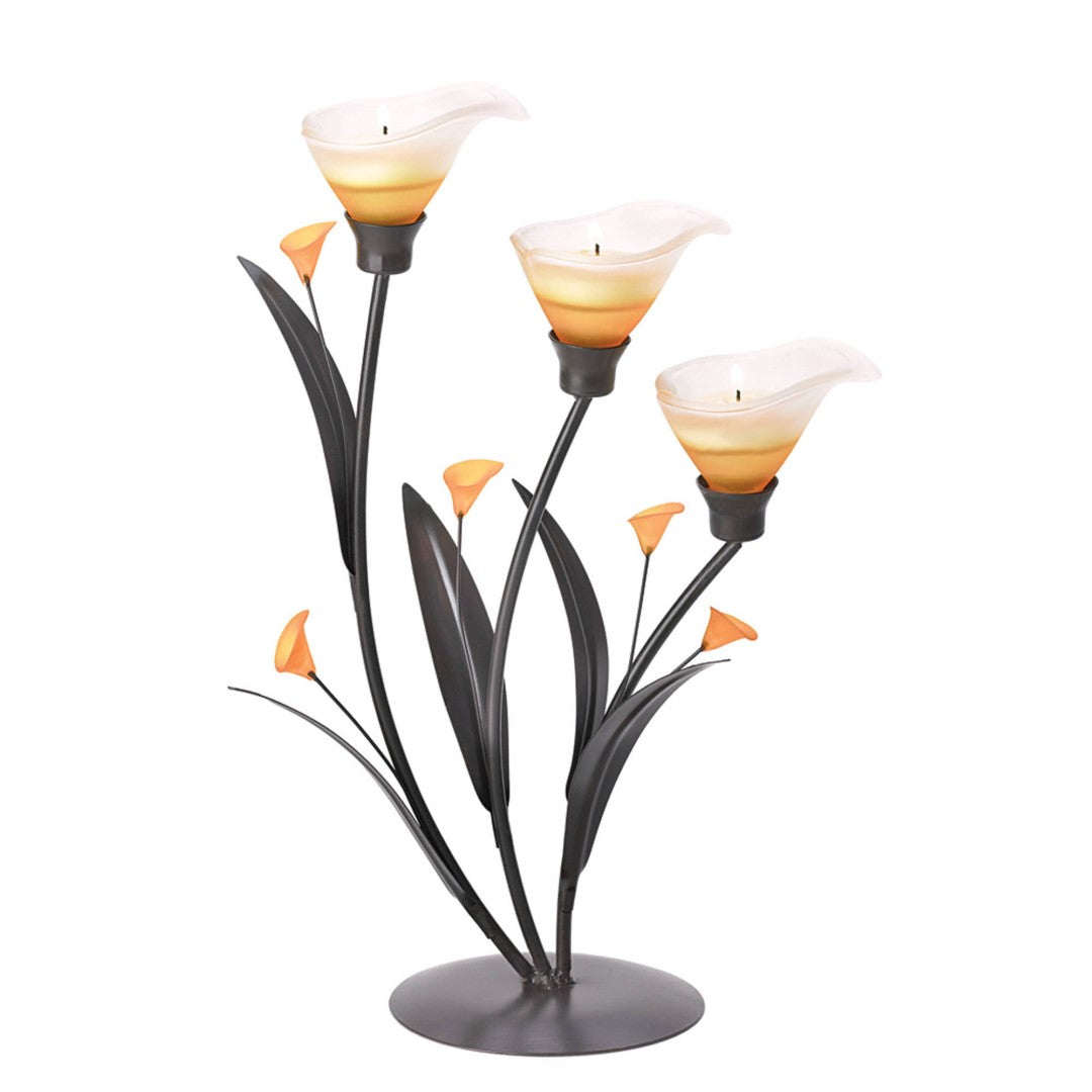 Amber Lilies Tealight Holder 