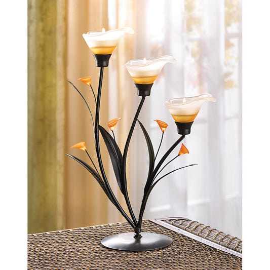 Amber Lilies Tealight Holder 