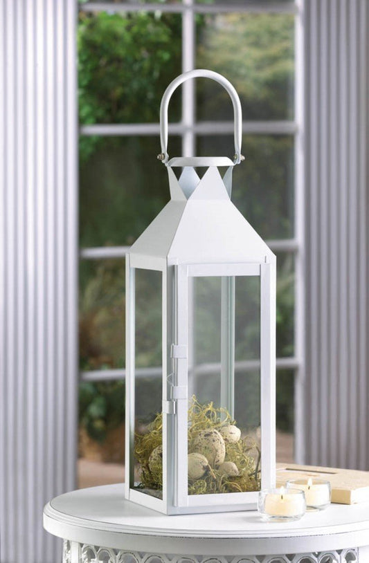 White Manhattan Candle Lantern 