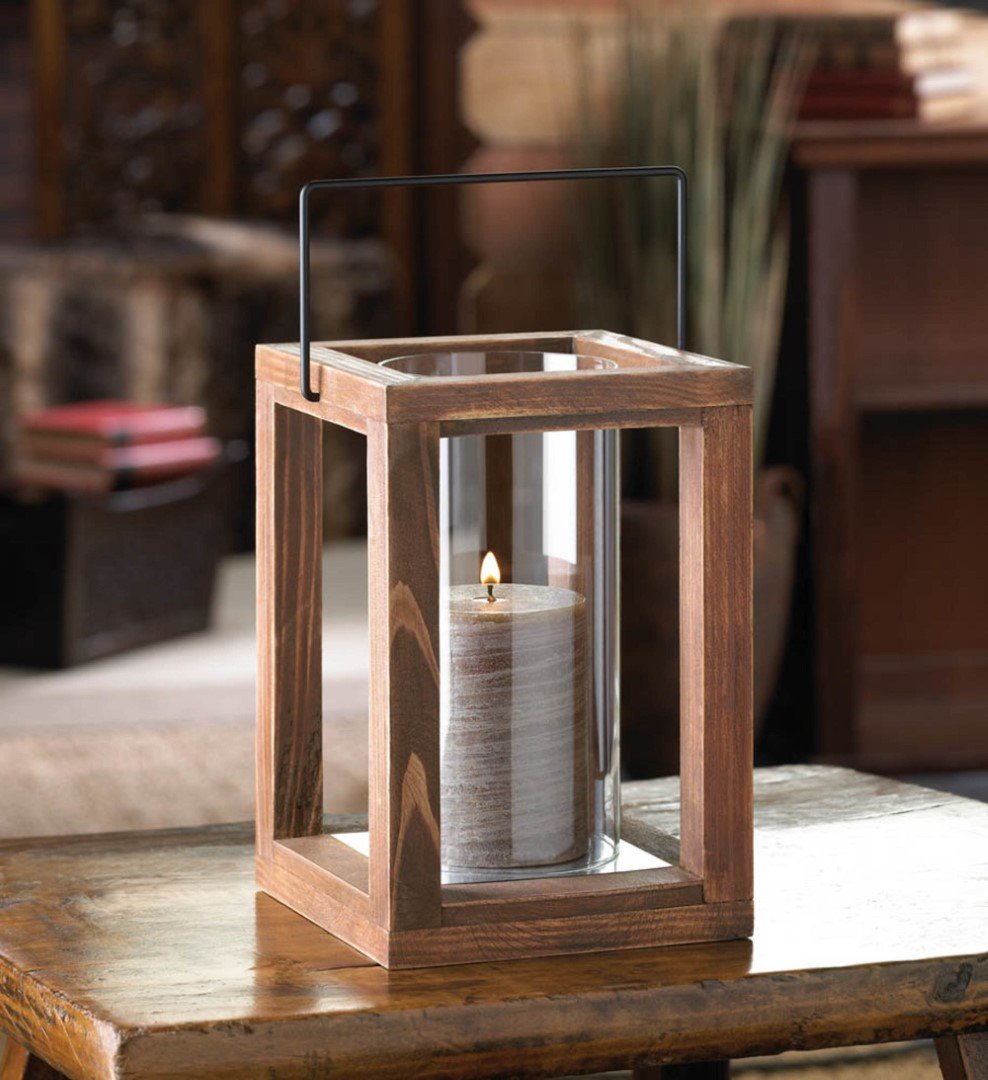 Rustic Garden Wooden Lantern 