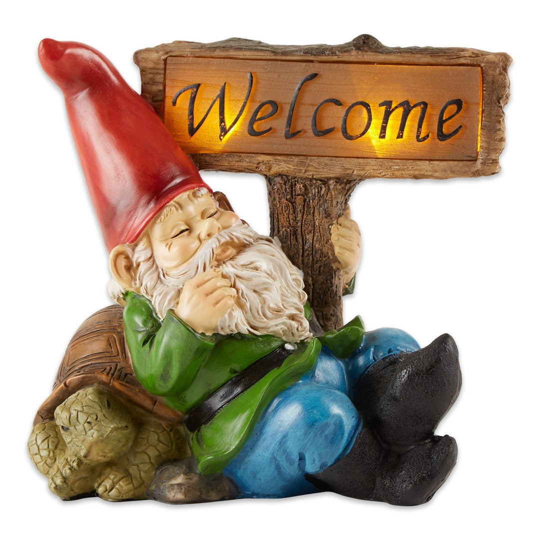 Sleeping Gnome Welcome Solar Statue 