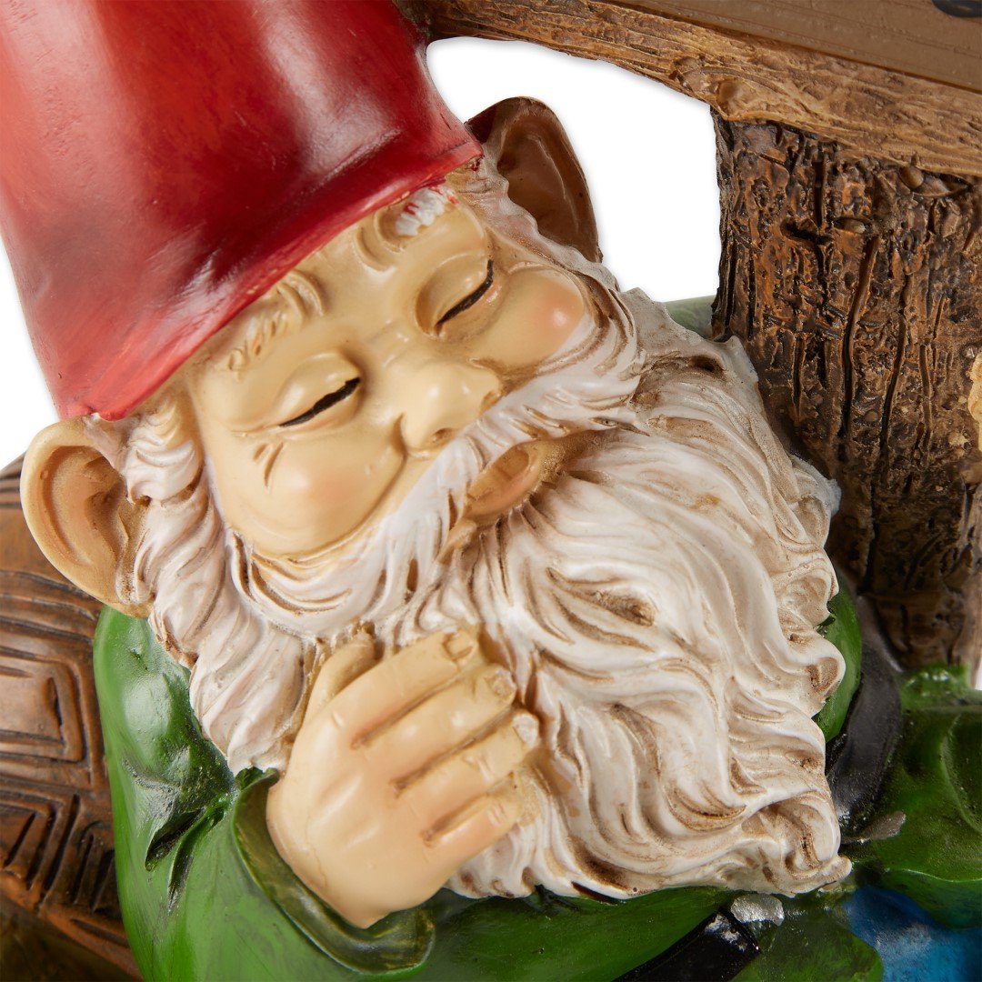 Sleeping Gnome Welcome Solar Statue 