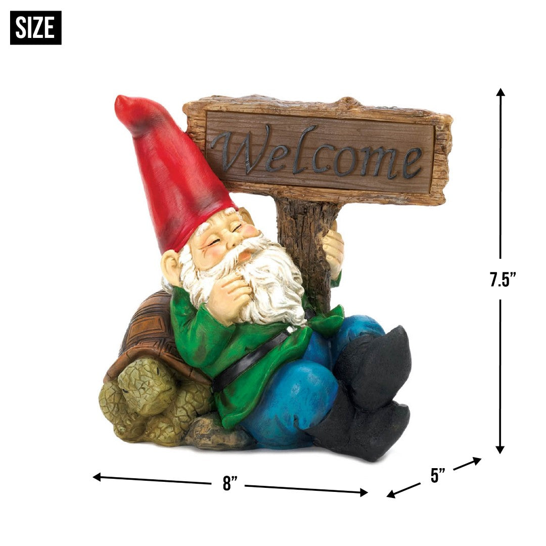 Sleeping Gnome Welcome Solar Statue 