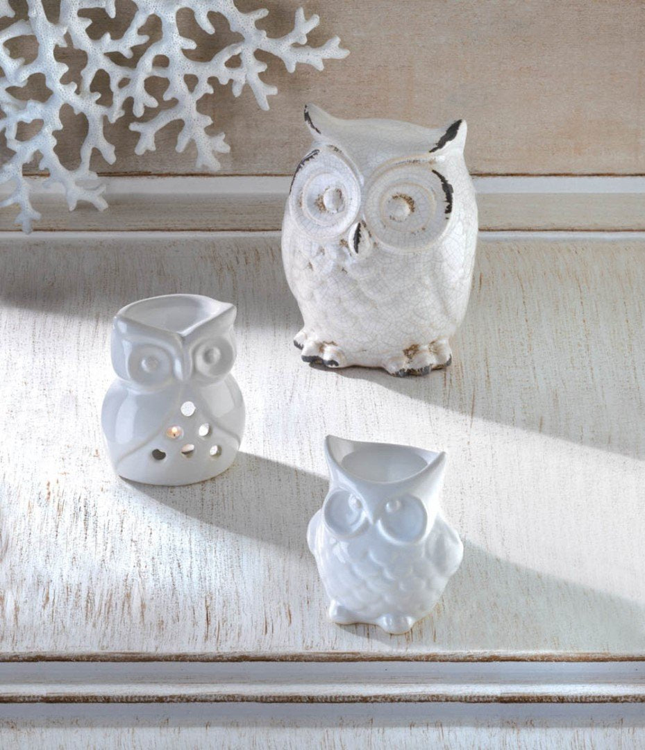 Distressed White Owl Figurine 