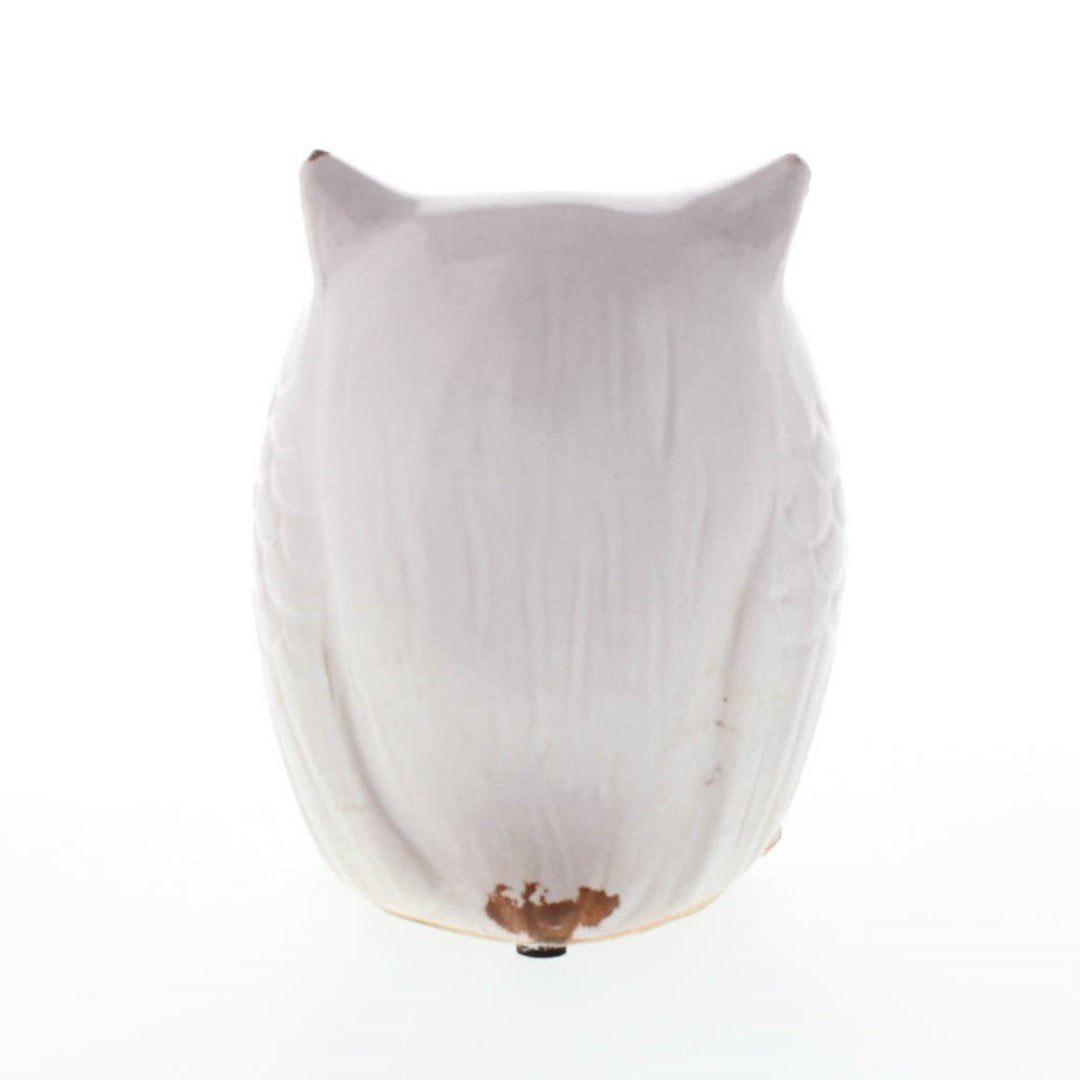 Distressed White Owl Figurine 