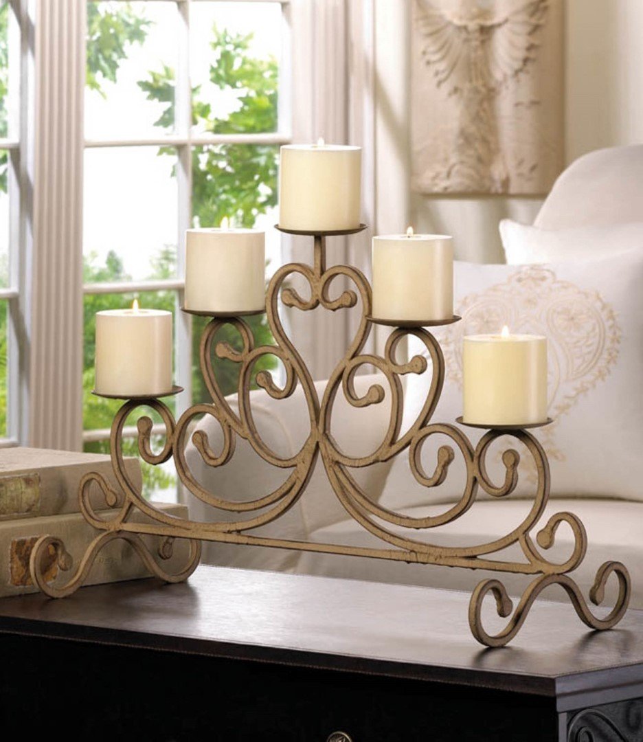 Antiqued Iron 5-Candle Stand 