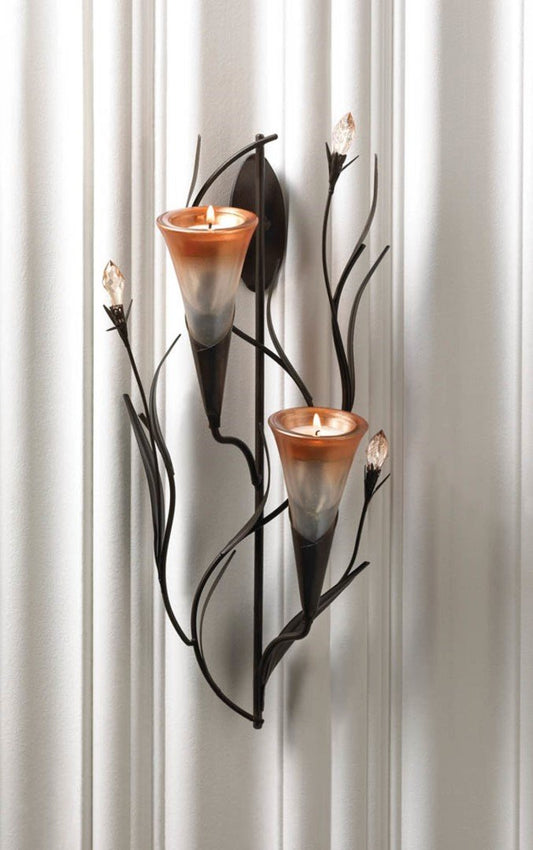 Dawn Lilies Candle Wall Sconce 