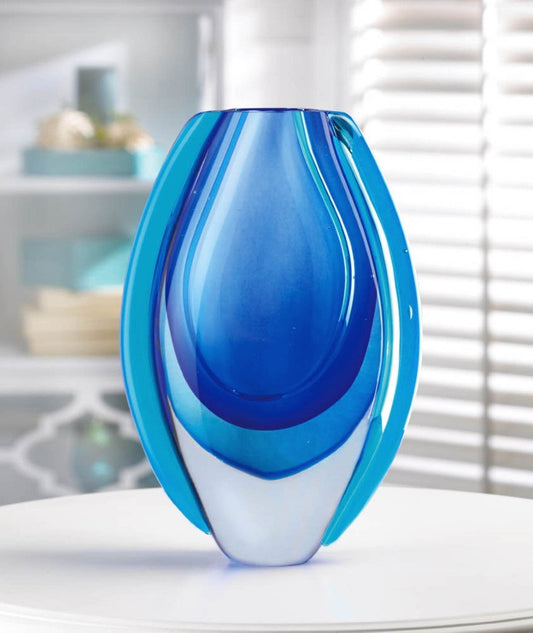 Azure Blue Art Glass Vase 