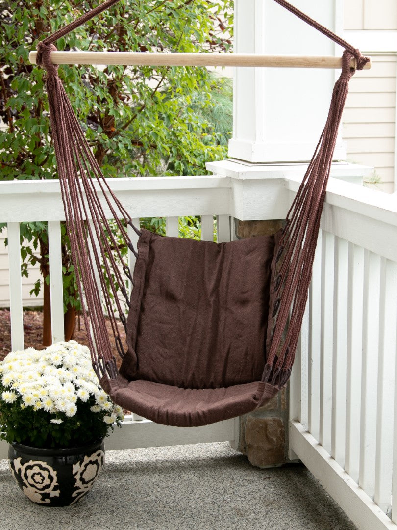 Espresso Cotton Padded Swing Chair 