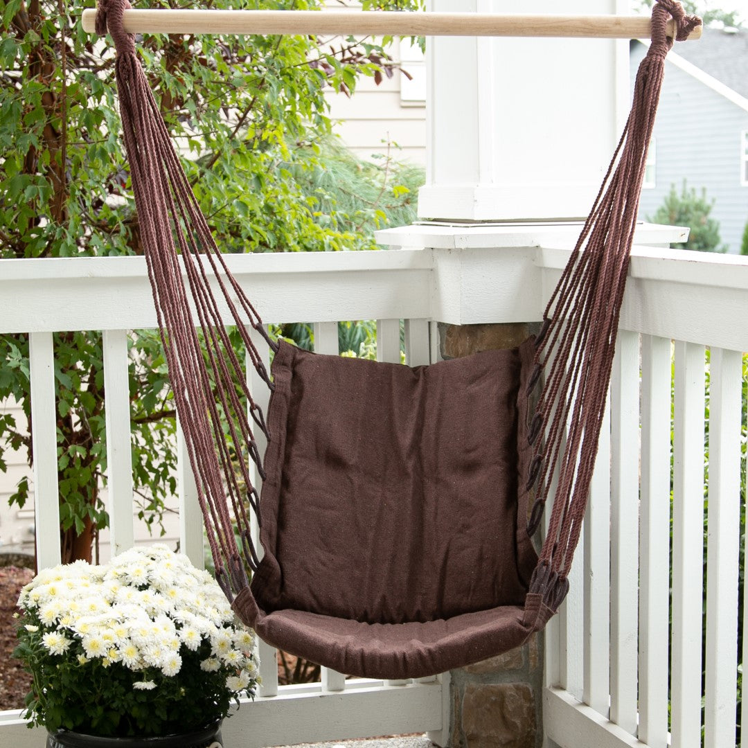 Espresso Cotton Padded Swing Chair 