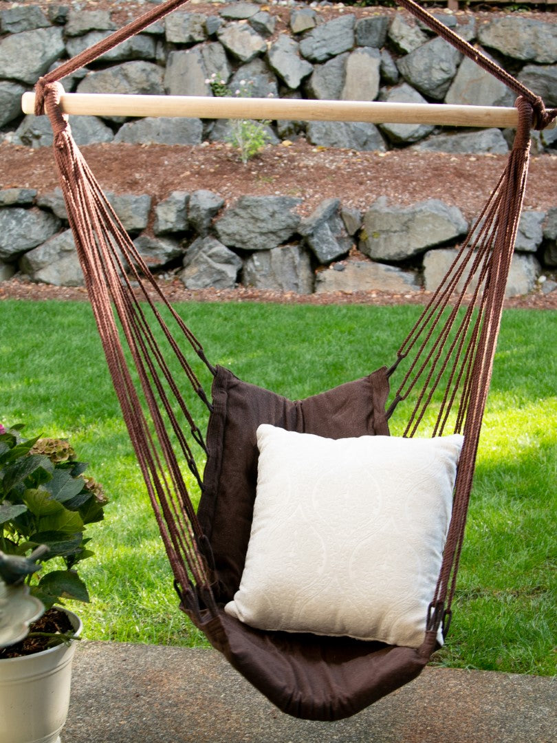 Espresso Cotton Padded Swing Chair 