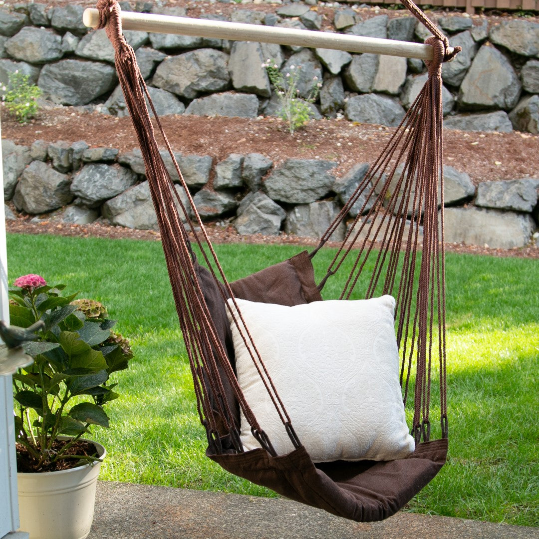 Espresso Cotton Padded Swing Chair 