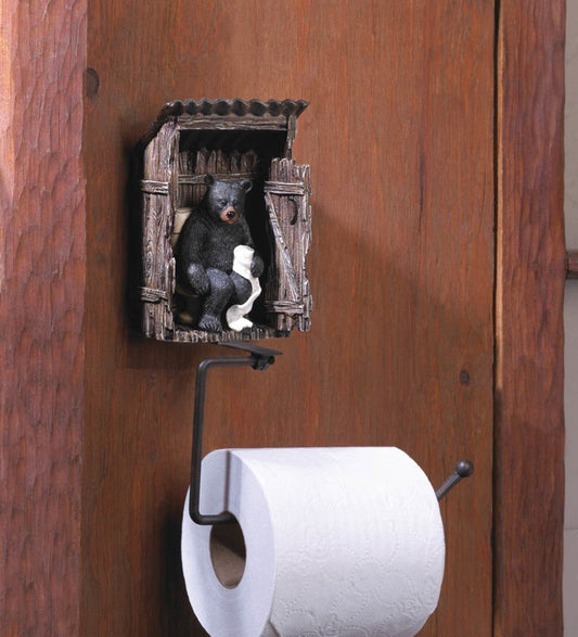 Bear Outhouse Toilet Paper Holder 