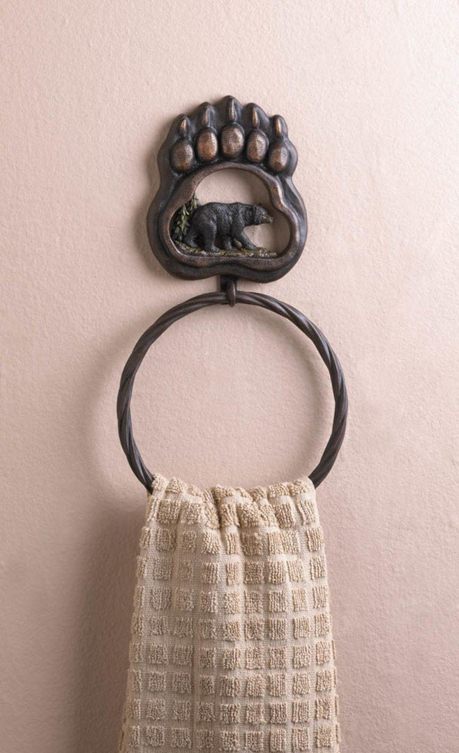 Black Bear Paw Towel Ring 