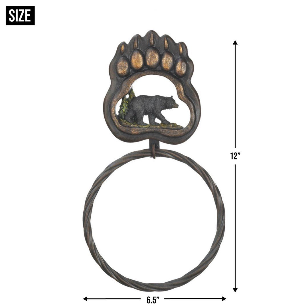 Black Bear Paw Towel Ring 