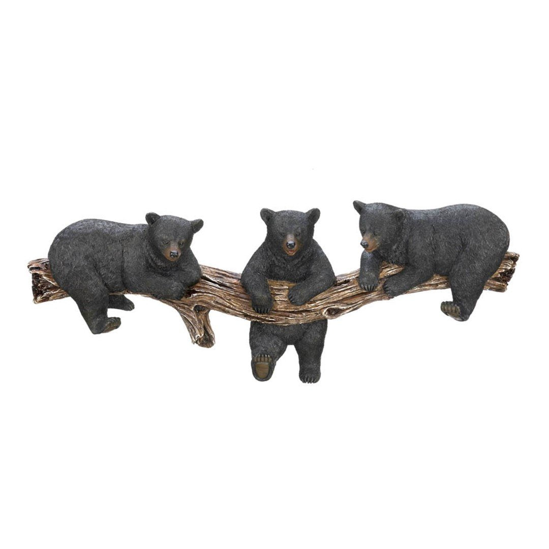 Black Bear Trio Hooks Wall Plaque 