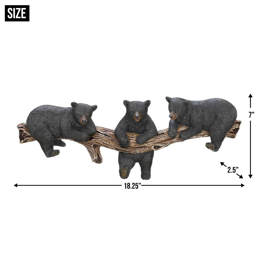 Black Bear Trio Hooks Wall Plaque 