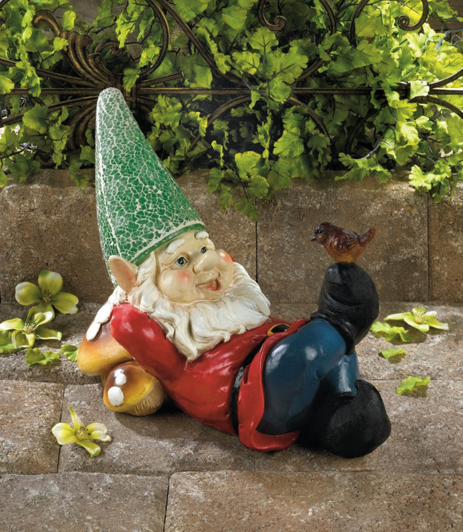 Lazy Gnome Solar Statue 