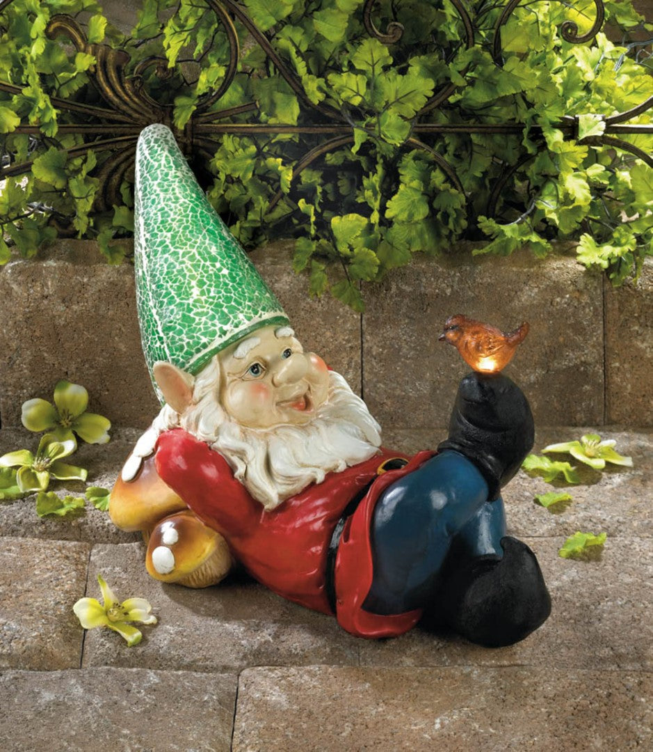 Lazy Gnome Solar Statue 