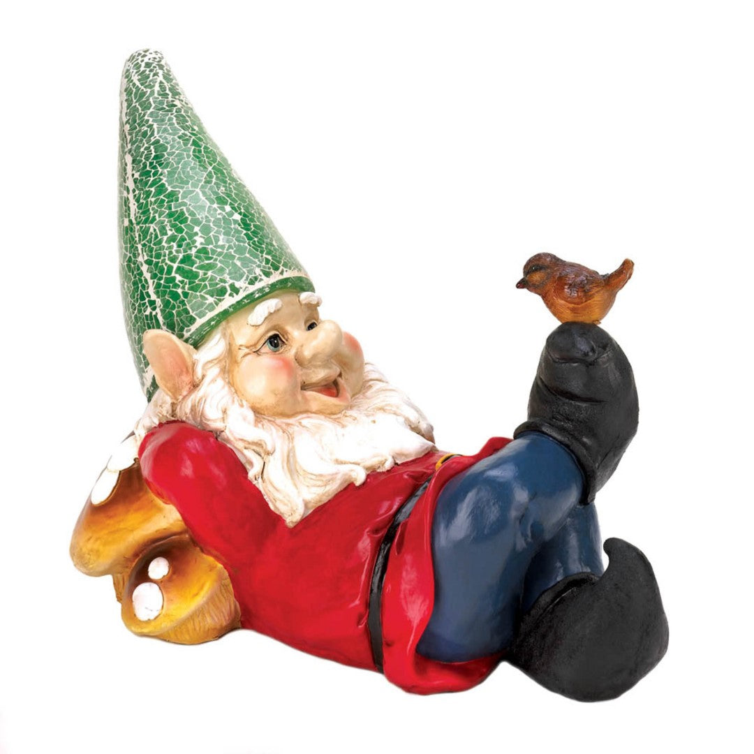 Lazy Gnome Solar Statue 