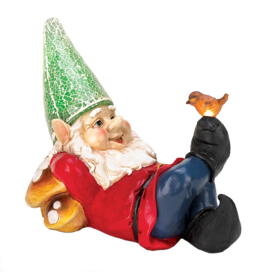 Lazy Gnome Solar Statue 