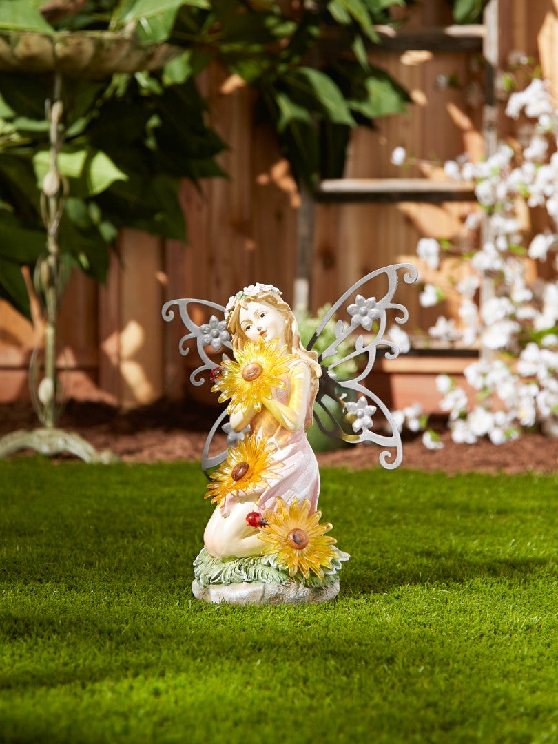 Garden Blooms Fairy Solar Statue 