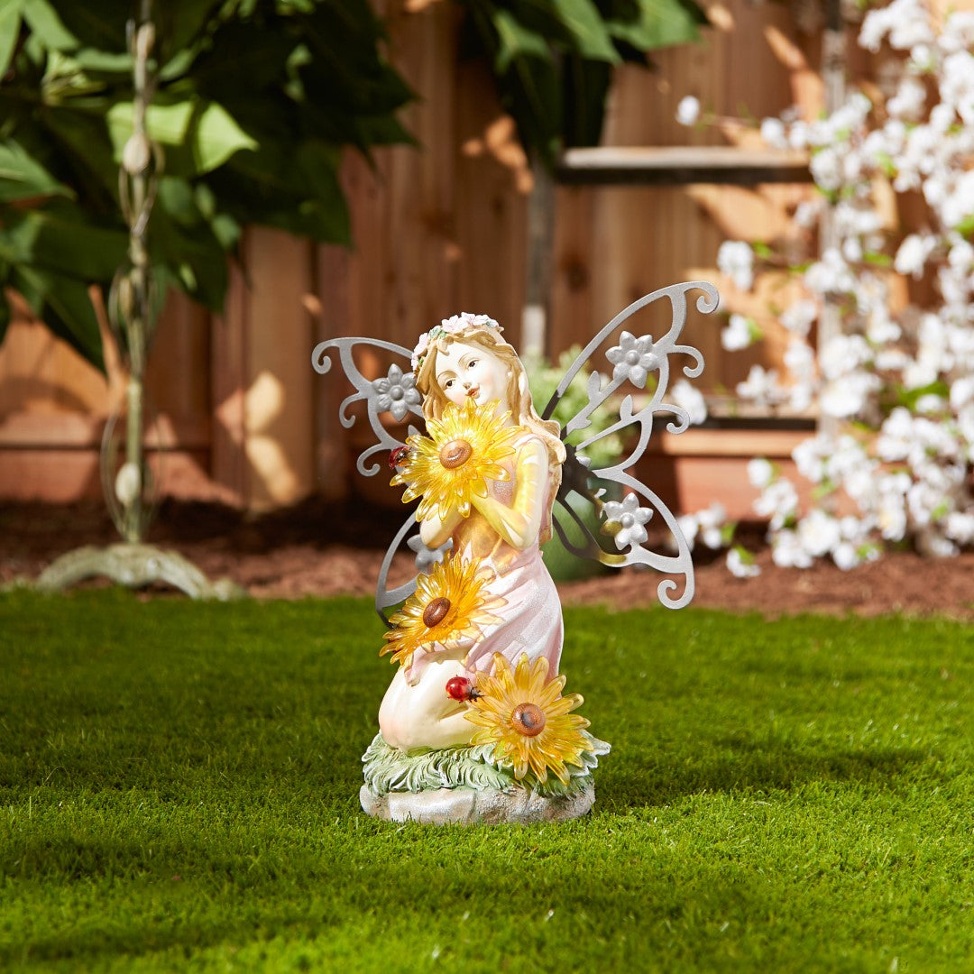 Garden Blooms Fairy Solar Statue 