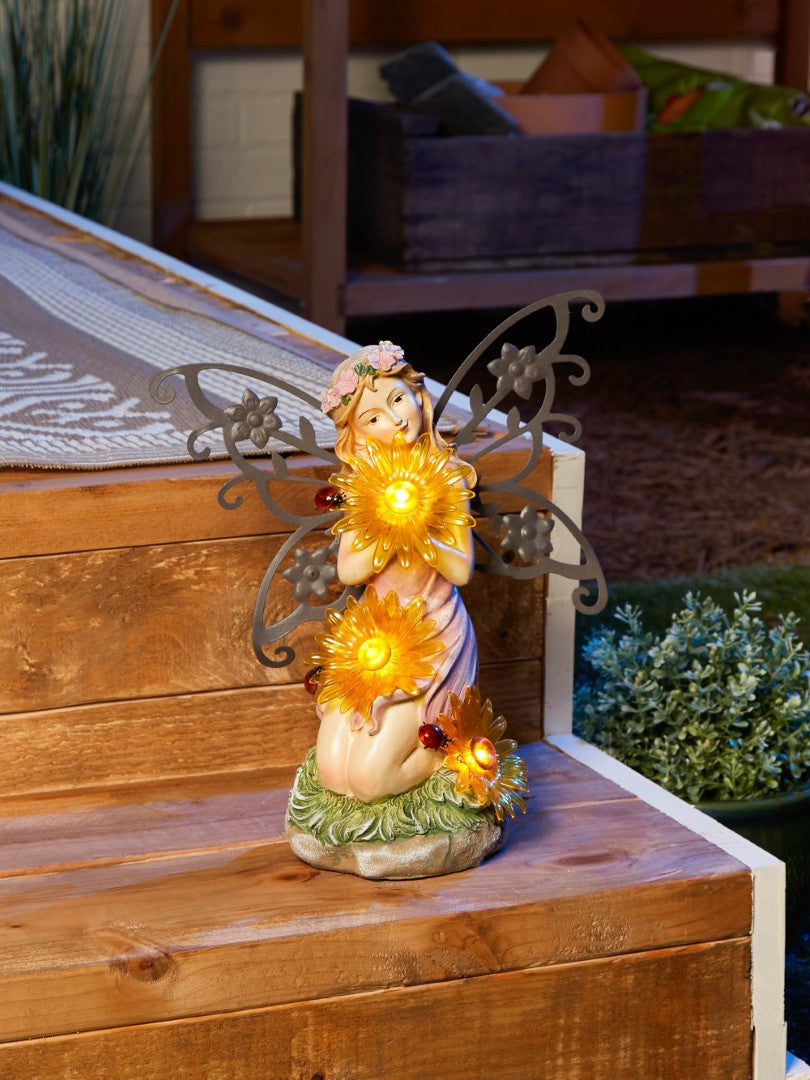 Garden Blooms Fairy Solar Statue 