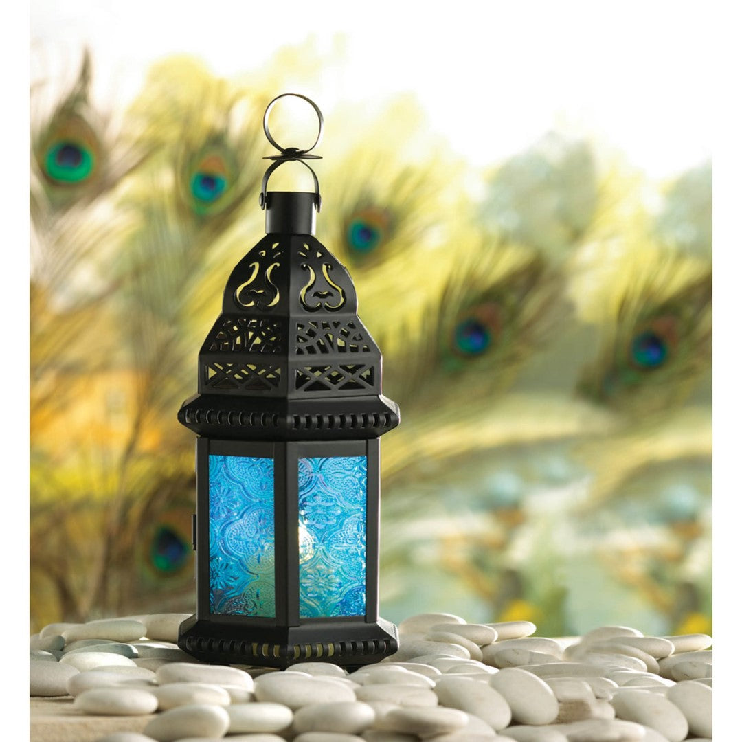 Blue Glass Moroccan Style Lantern 