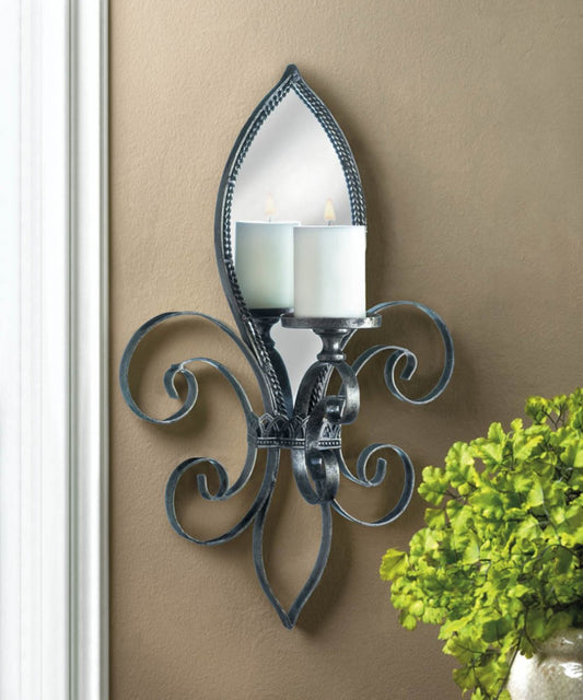 Fleur-De-Lis Mirrored Wall Sconce 