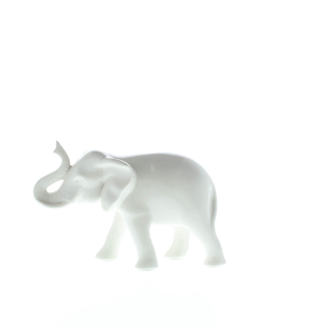 Sleek White Ceramic Elephant 