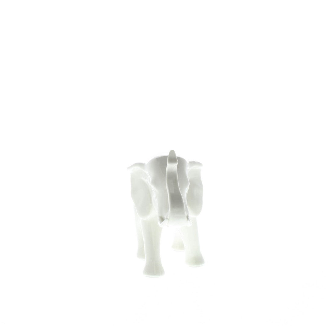 Sleek White Ceramic Elephant 