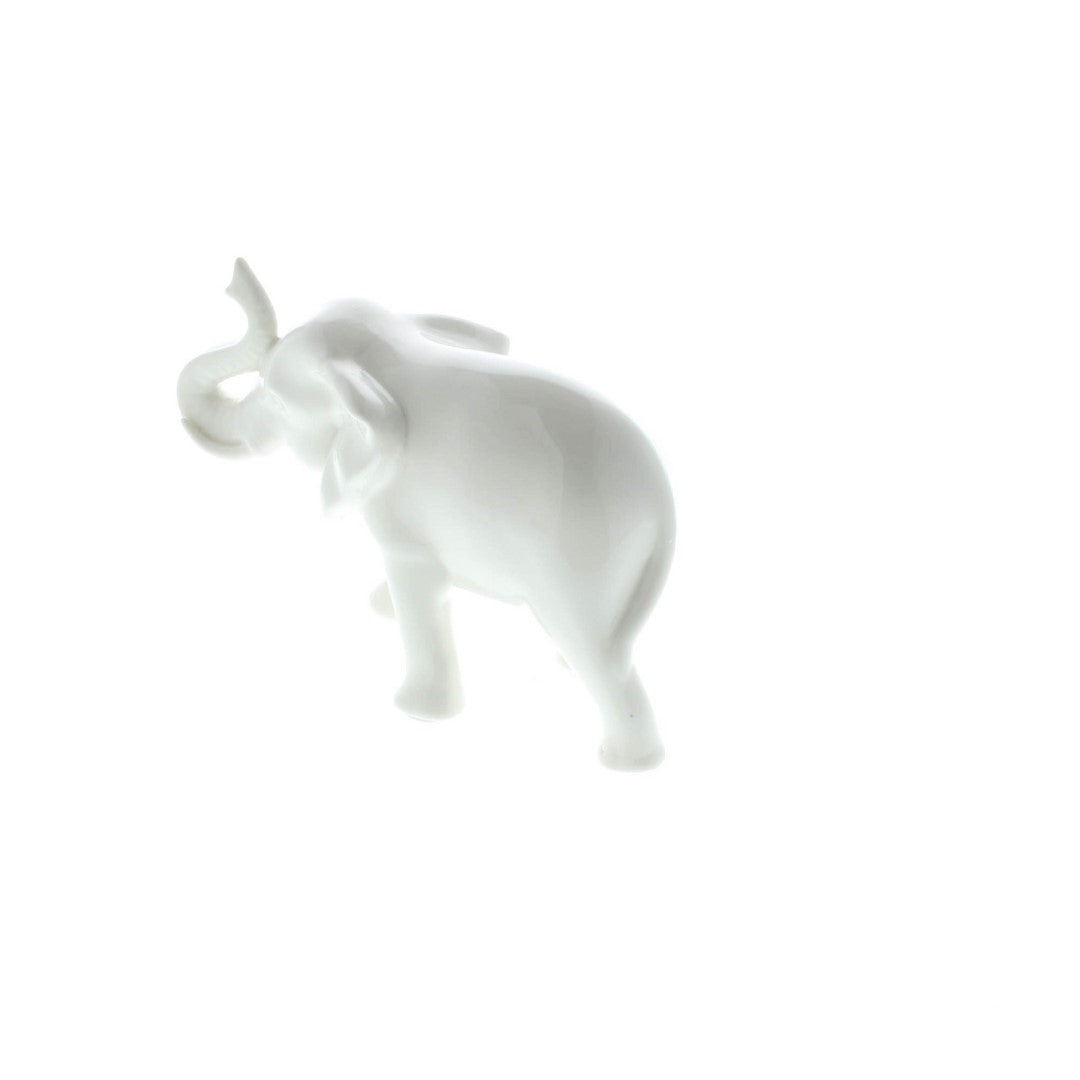 Sleek White Ceramic Elephant 