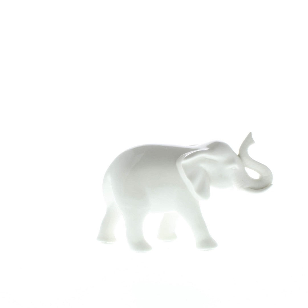 Sleek White Ceramic Elephant 