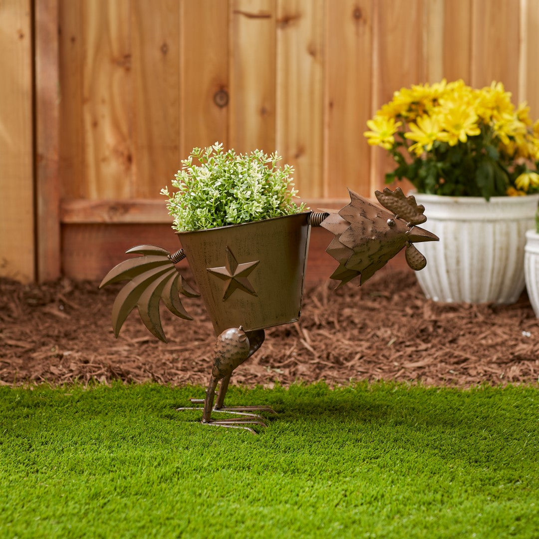 Pecking Rooster Planter 