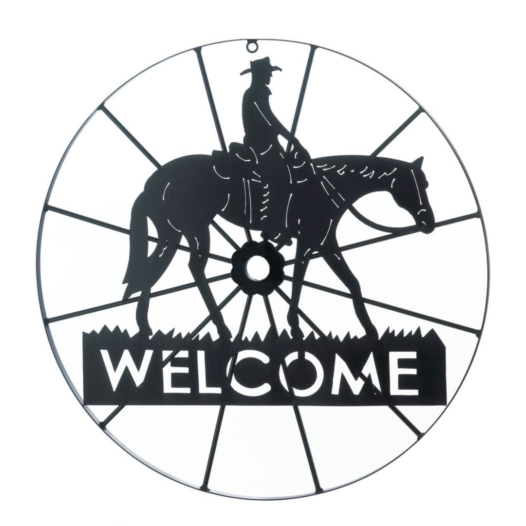 Cowboy Welcome Wheel Sign 