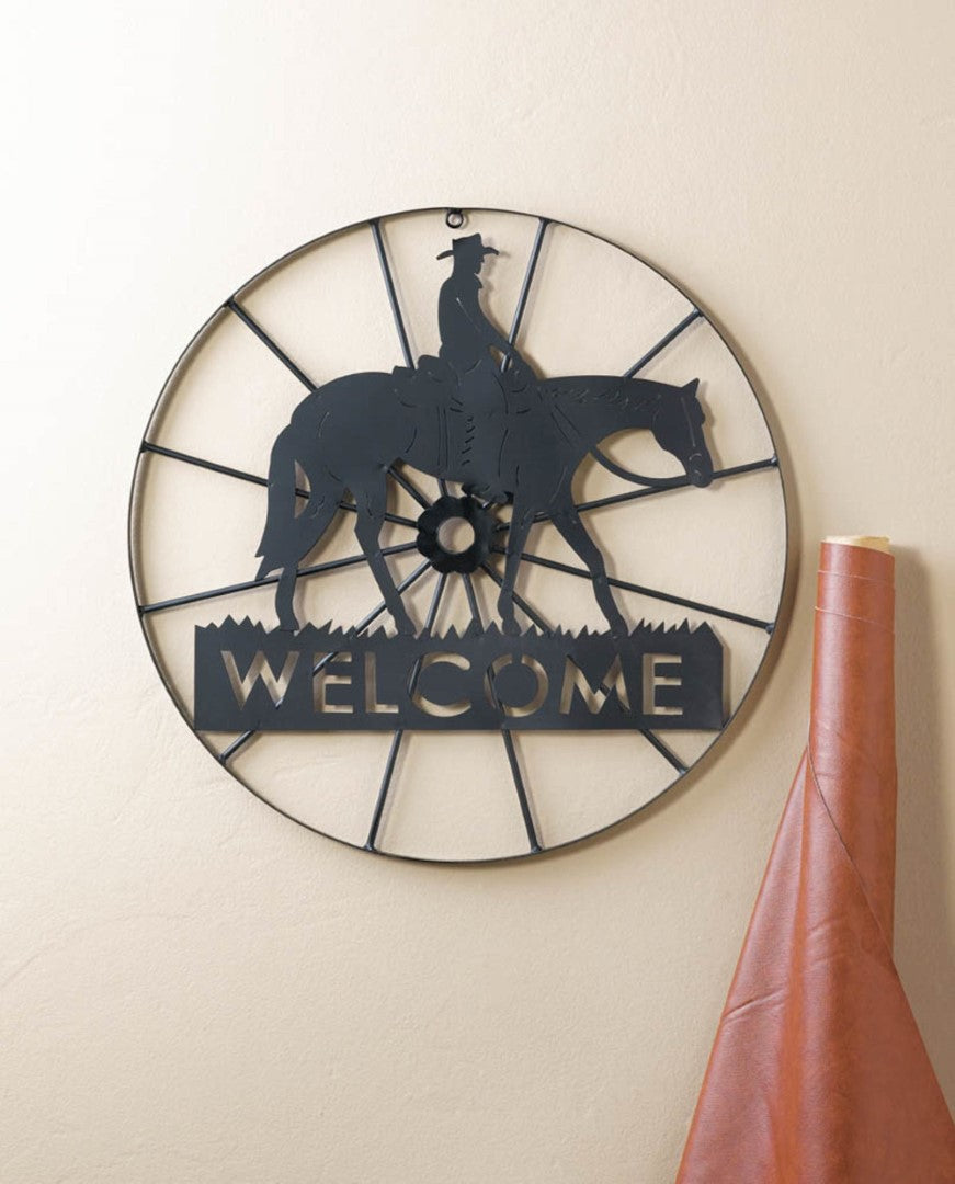 Cowboy Welcome Wheel Sign 