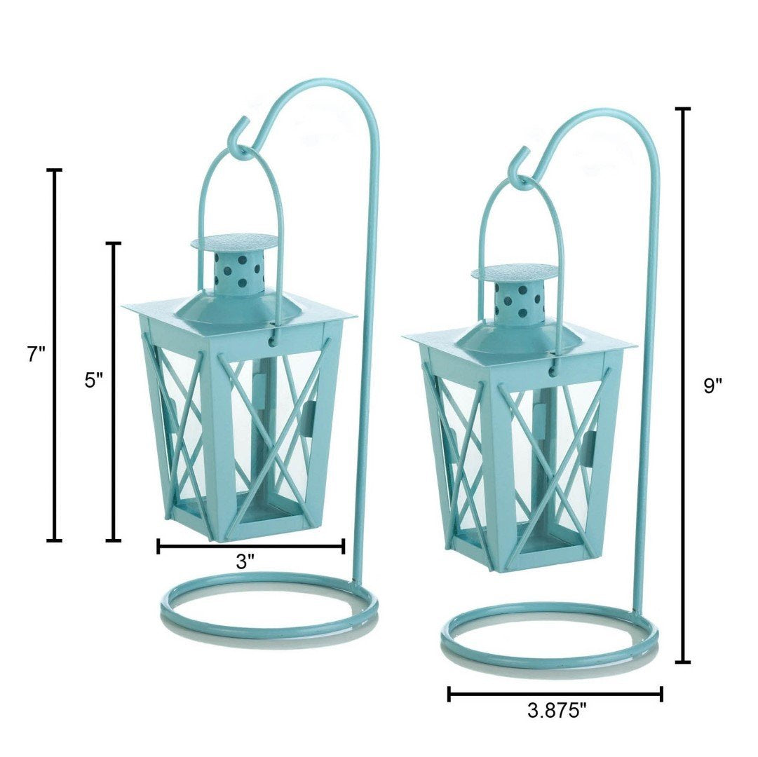 Baby Blue Hanging Railroad Lantern Pair 