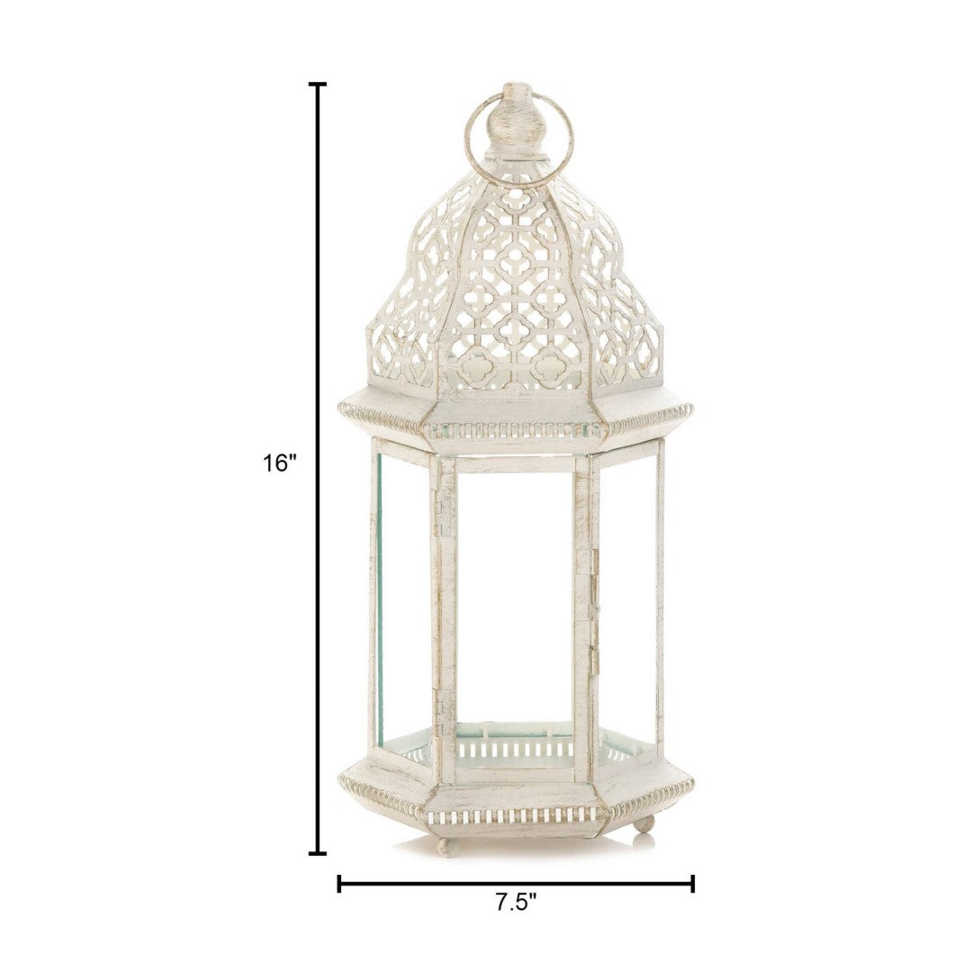 Sublime Distressed White Large Lantern 