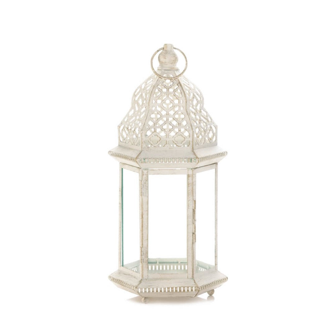 Sublime Distressed White Large Lantern 