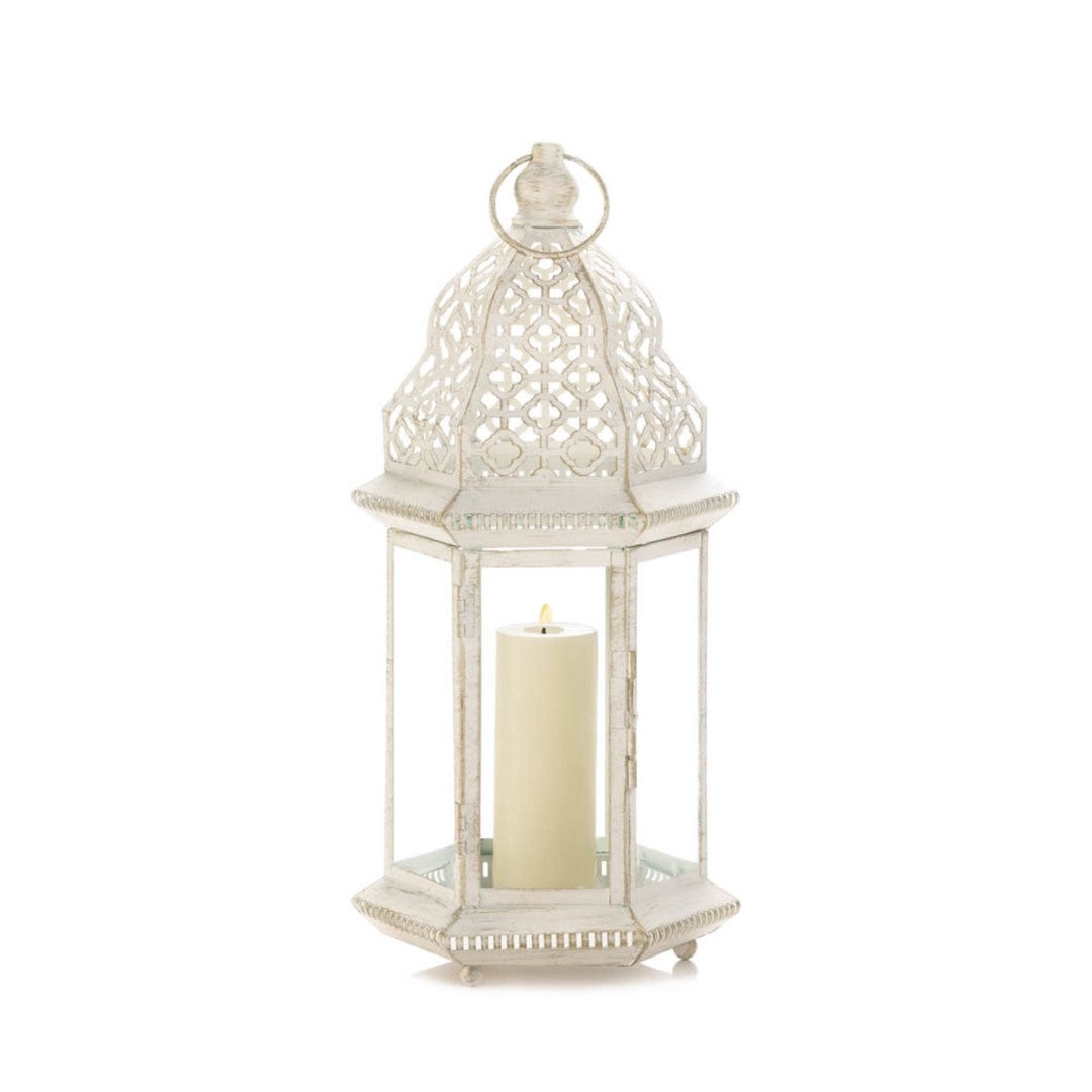 Sublime Distressed White Large Lantern 